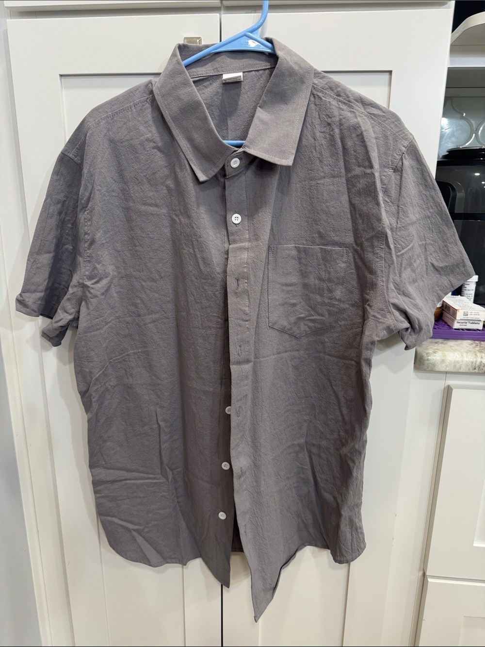 Men's Casual Short-Sleeve Button-Down Shirt — Gray